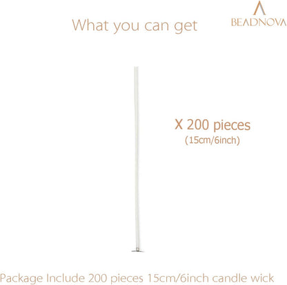 Candle Wicks 6 Inch 200pcs Large Cotton Wicks String for Candle Making Supplies V1258-DP02-E-454