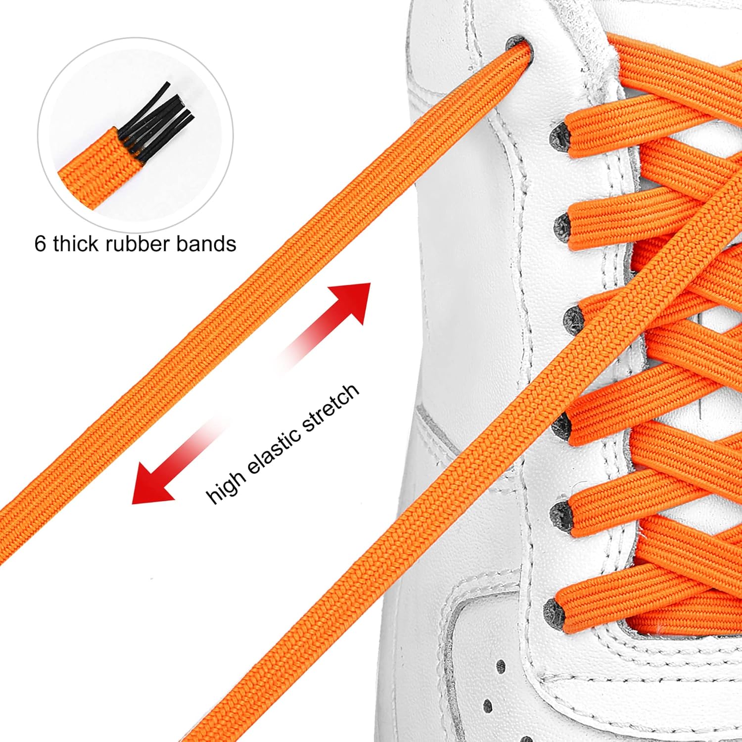 Elastic No Tie Shoe Laces, Stretch Tieless Shoelaces for Adults and Kids Sneakers Shoe Strings V1258-DP02-E-458