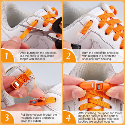 Elastic No Tie Shoe Laces, Stretch Tieless Shoelaces for Adults and Kids Sneakers Shoe Strings V1258-DP02-E-458