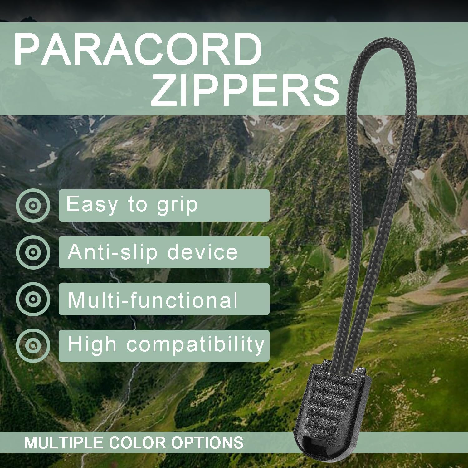 10 Pack Backpack Replacement Zipper Pulls Black V1258-DP02-E-46