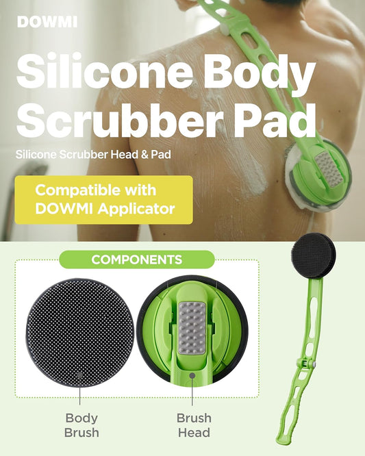 Silicone Body Scrubber Refill Replacement Pad - Back Shower Scrub Brh - Hygienic and Durable Soft Silicone V1258-DP02-E-461