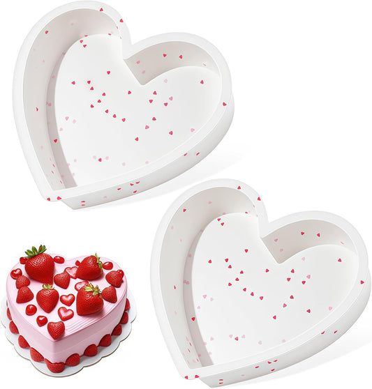 2P 10 Inch Silicone Heart Shaped Cake Pans, Nonstick Cake Pan, BPA Free Silicone Heart Cake Baking Mold for V1258-DP02-E-463