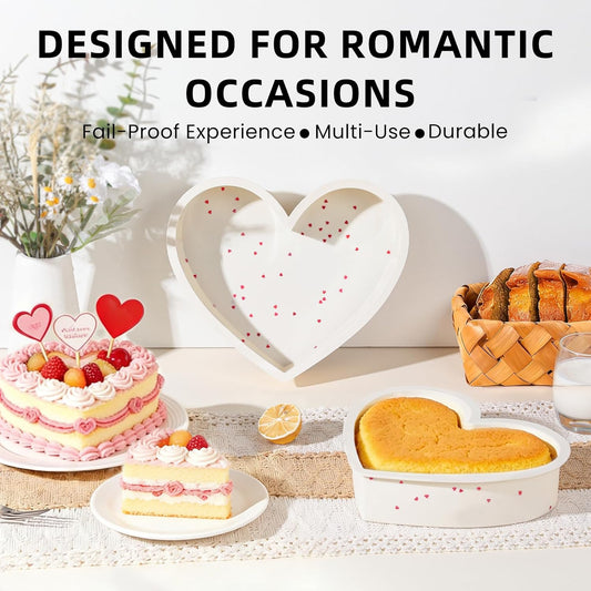 2P 10 Inch Silicone Heart Shaped Cake Pans, Nonstick Cake Pan, BPA Free Silicone Heart Cake Baking Mold for V1258-DP02-E-463