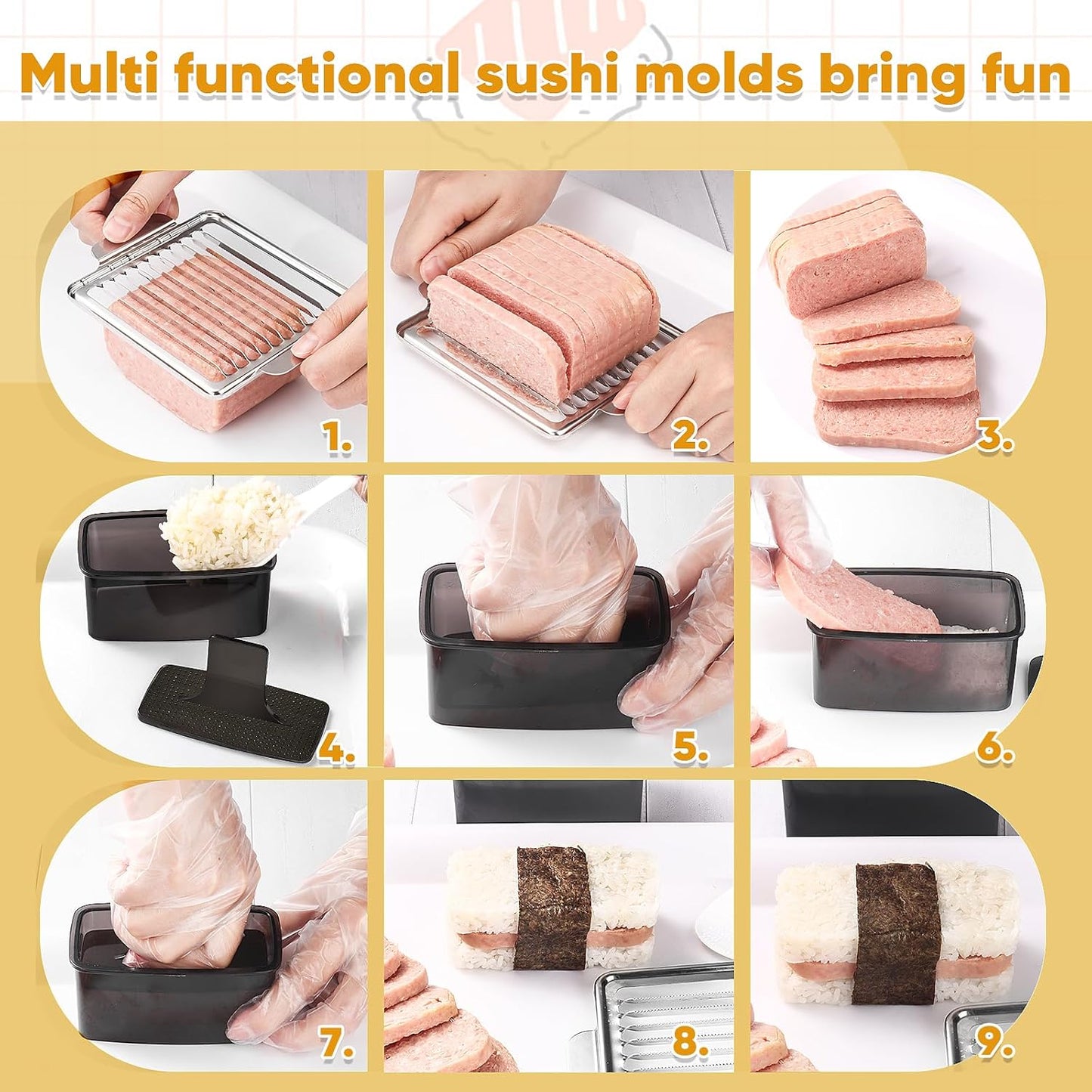 Mubi Press Mold Kit, Onigiri Mold Triangle, 4 Pack Japanese Rice Cooker Kit for Lunch Bento V1258-DP02-E-475