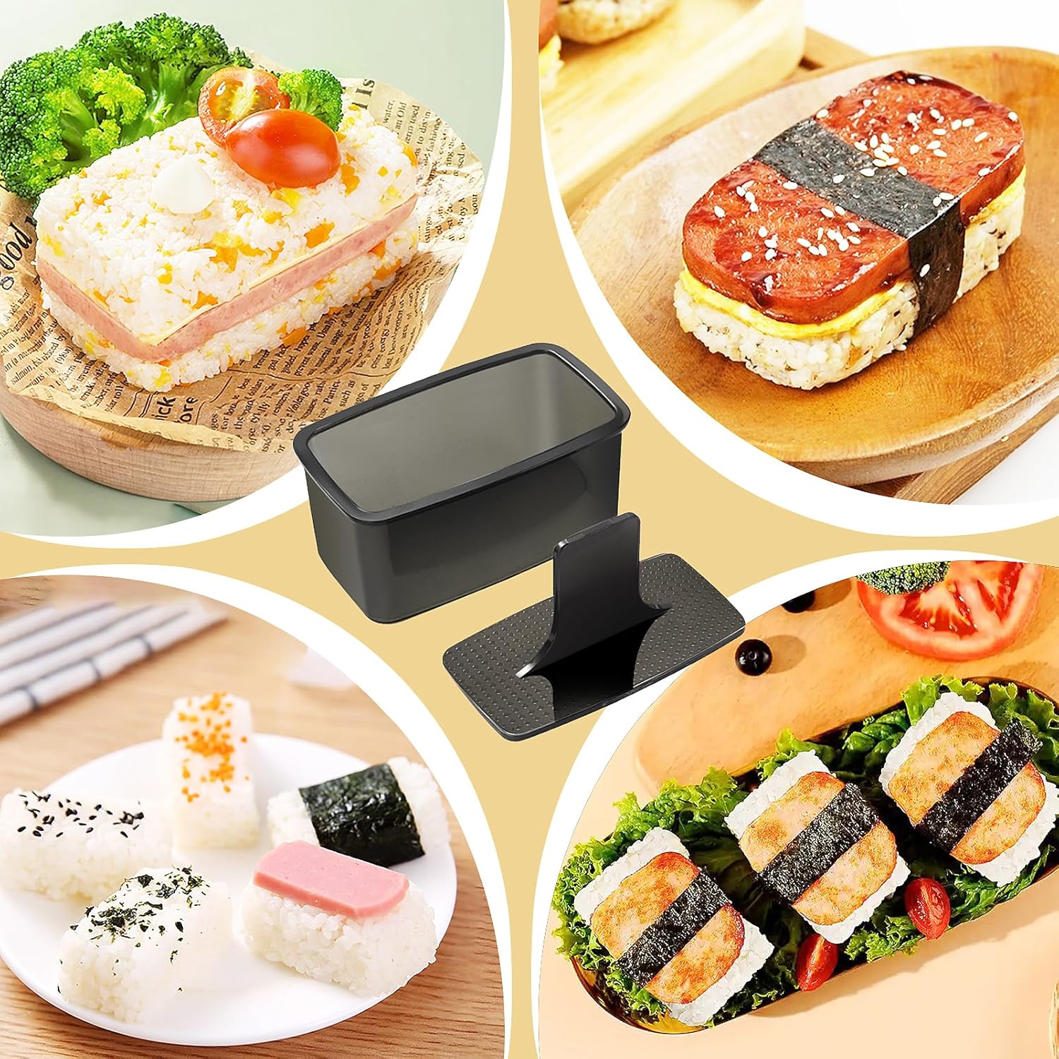 Mubi Press Mold Kit, Onigiri Mold Triangle, 4 Pack Japanese Rice Cooker Kit for Lunch Bento V1258-DP02-E-475