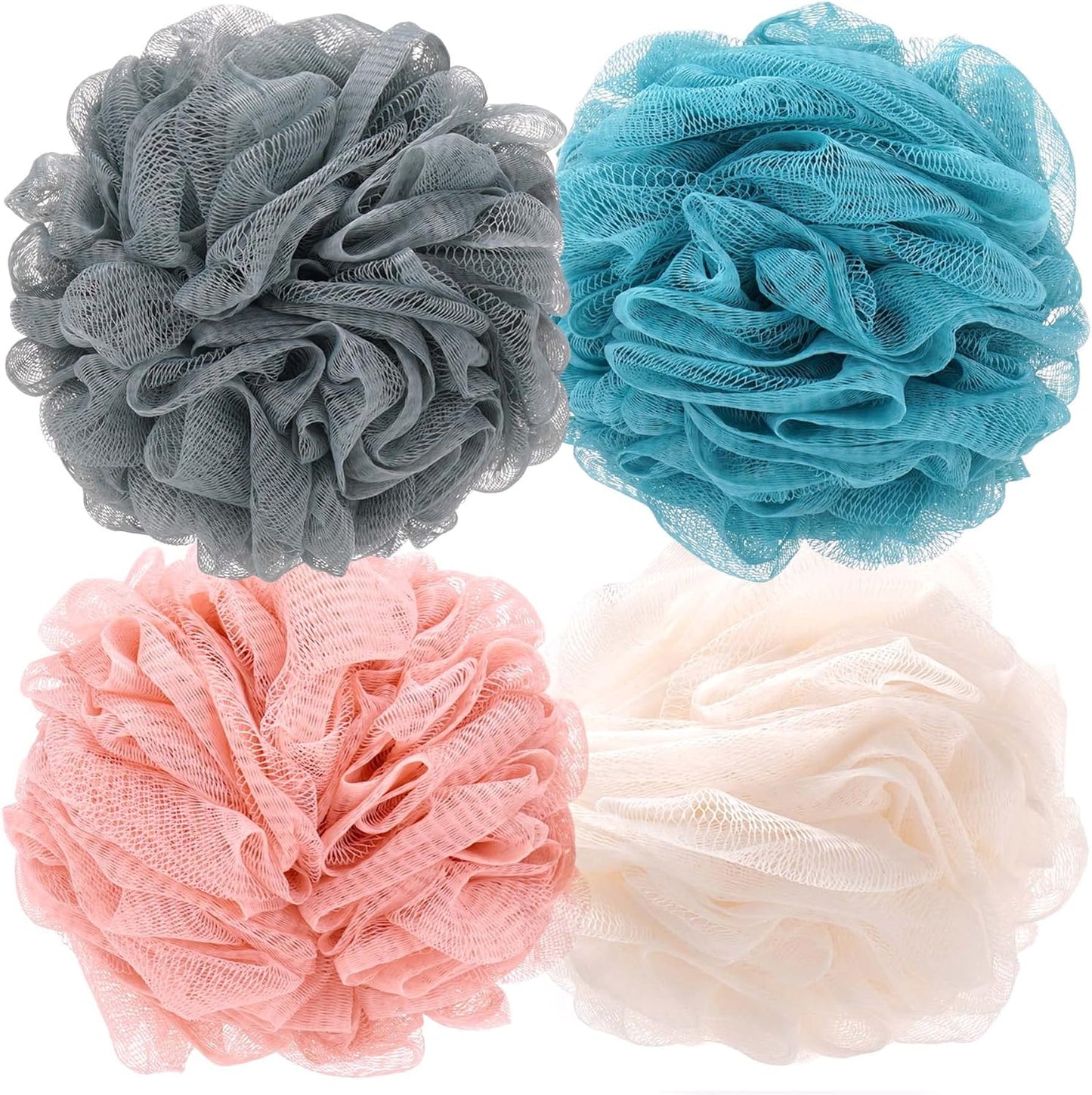 Loofah Bath Sponge Shower Loofah Shower Puff Soft Assorted Color Big 4 Pack V1258-DP02-E-477