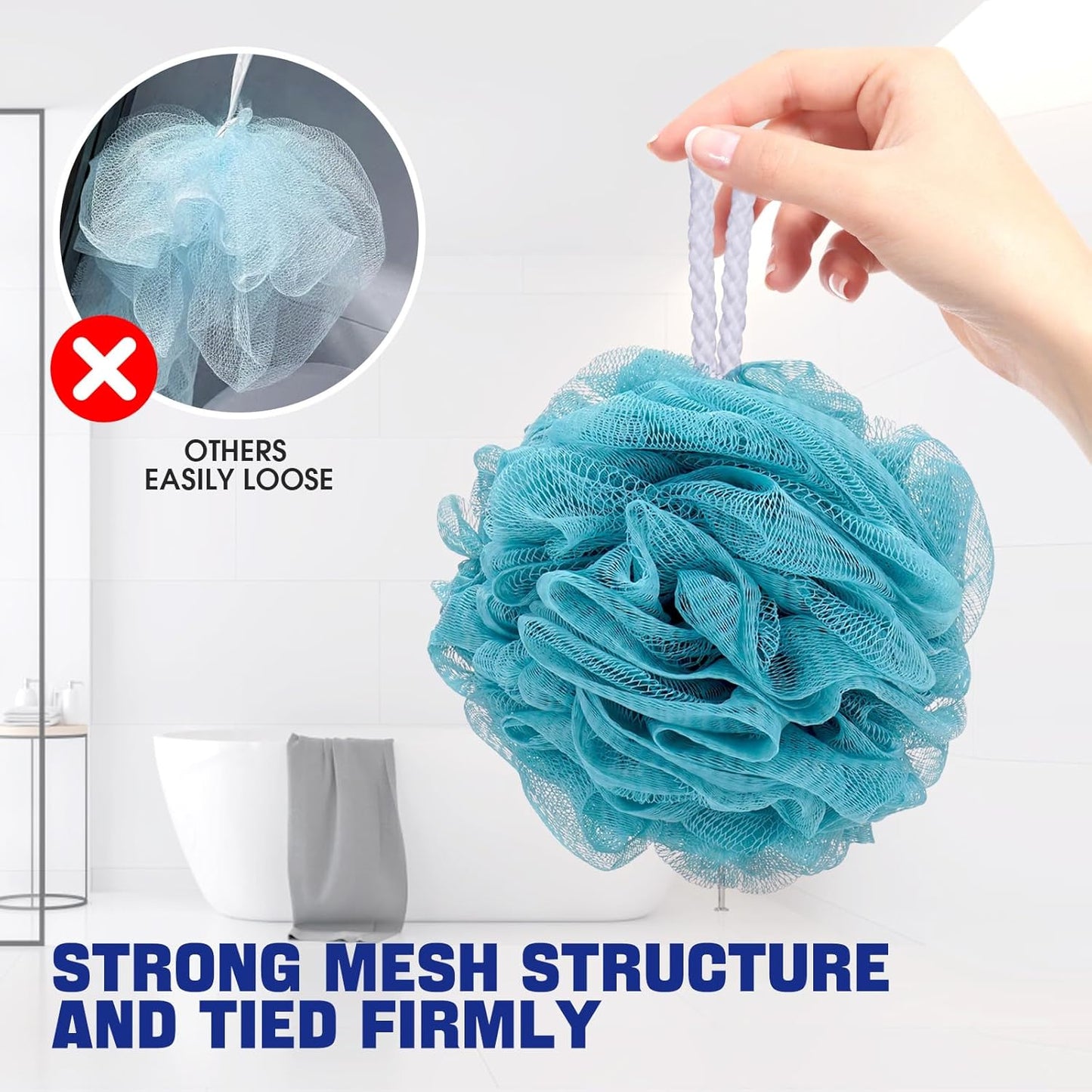 Loofah Bath Sponge Shower Loofah Shower Puff Soft Assorted Color Big 4 Pack V1258-DP02-E-477