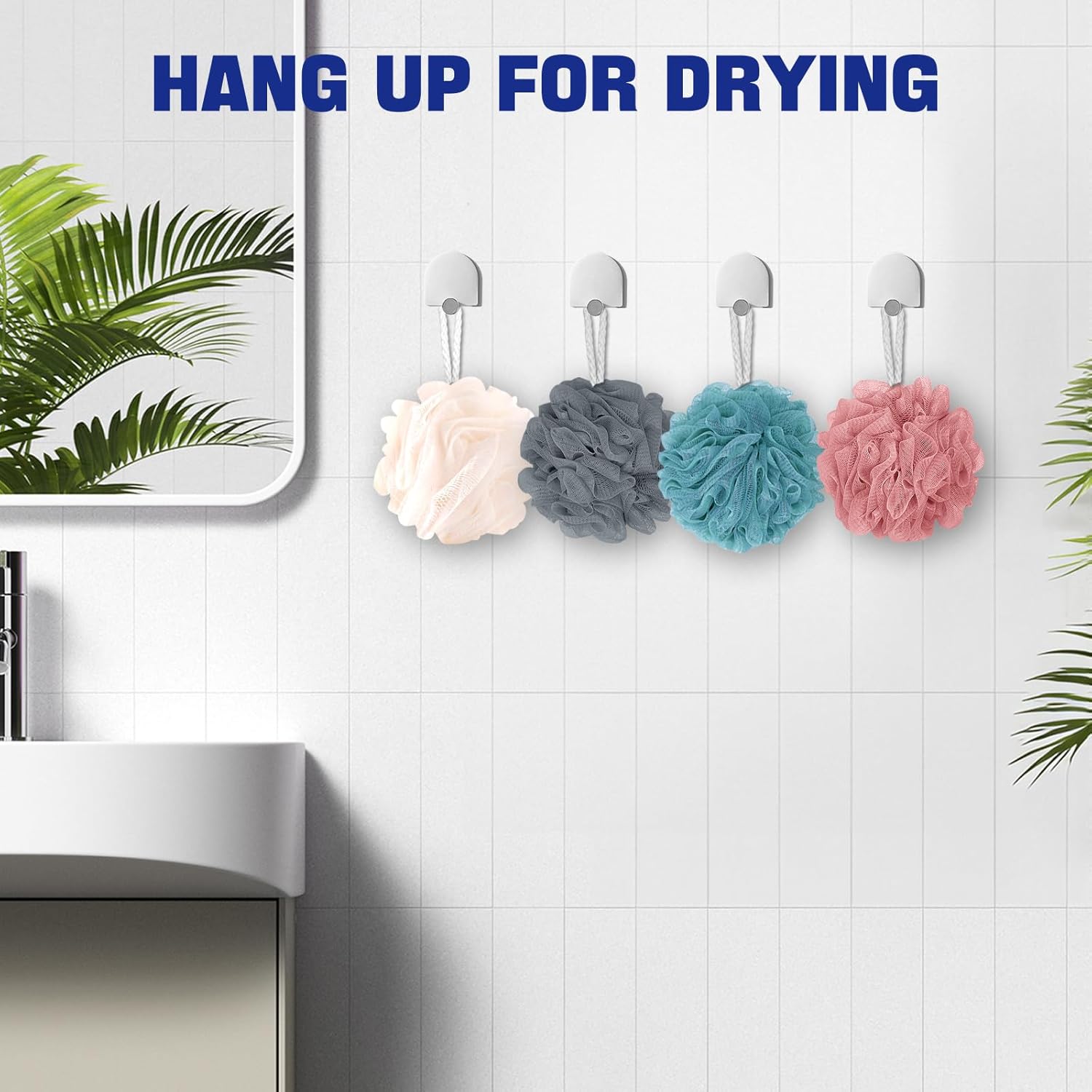 Loofah Bath Sponge Shower Loofah Shower Puff Soft Assorted Color Big 4 Pack V1258-DP02-E-477