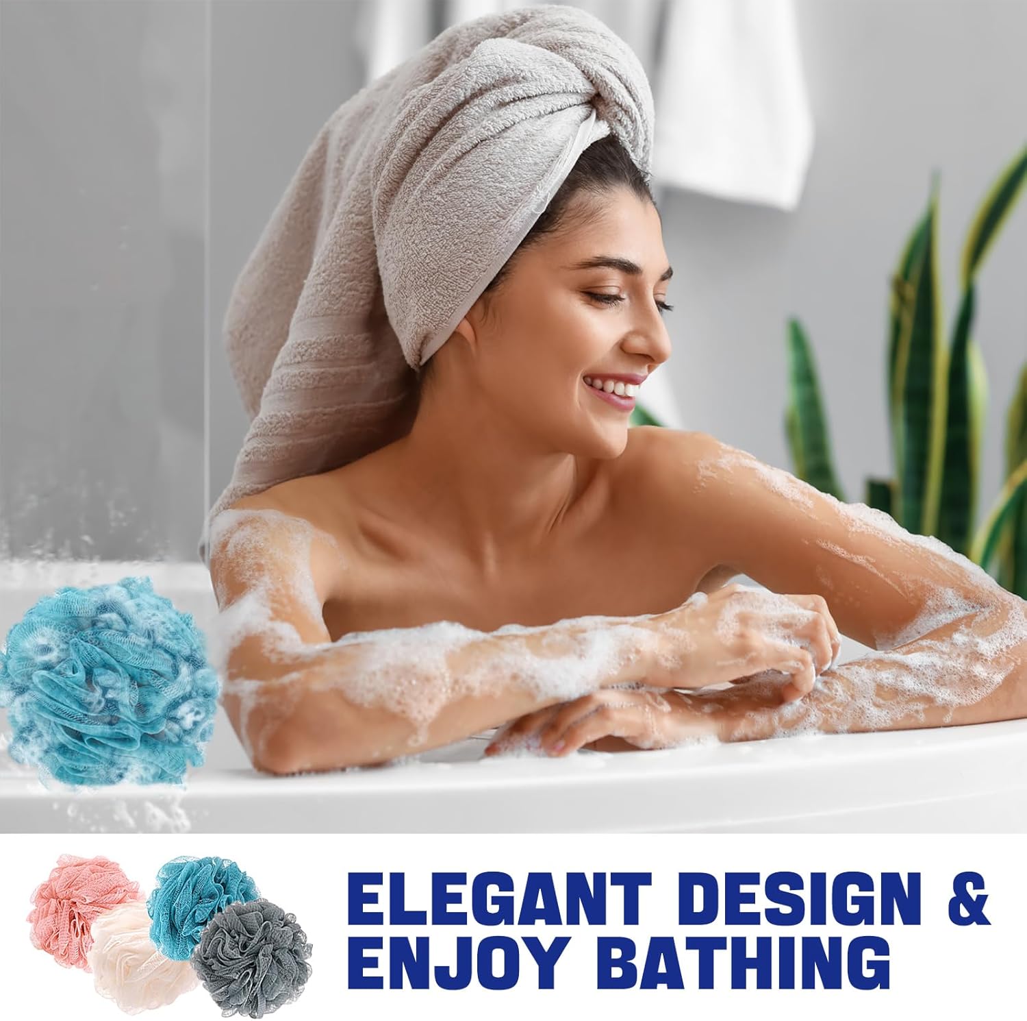 Loofah Bath Sponge Shower Loofah Shower Puff Soft Assorted Color Big 4 Pack V1258-DP02-E-477