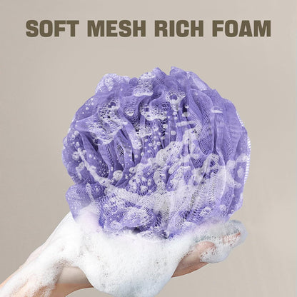 Bath Sponge Loofah Sponge Bath Puffs Shower Pouf Body Scrubber Exfoliating Soft 3 Pack V1258-DP02-E-478