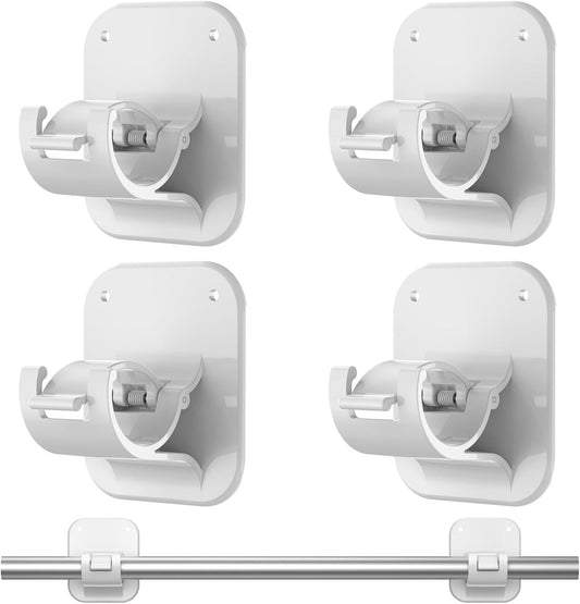 No Drill Curtain Rod Brackets No Drilling Holder 40LB - Renter Friendly Self Adhesive Hooks for Apartment V1258-DP02-E-479