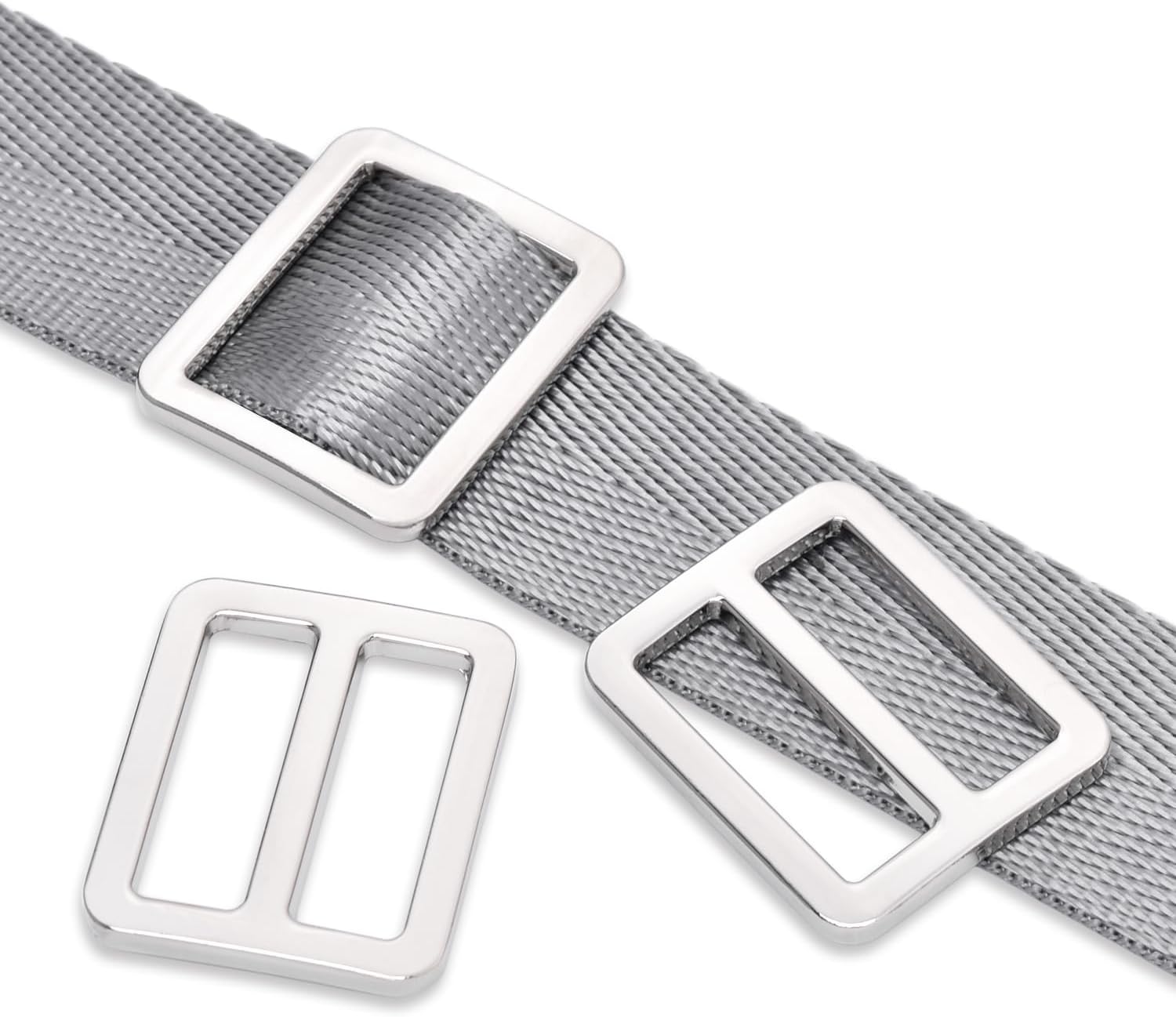 CooBigo 24Pcs 1" Adjustable Buckles Metal Slider Buckles Tri-Glide Slide Strap Adjuster for Shoulder Bag V1258-DP02-E-48
