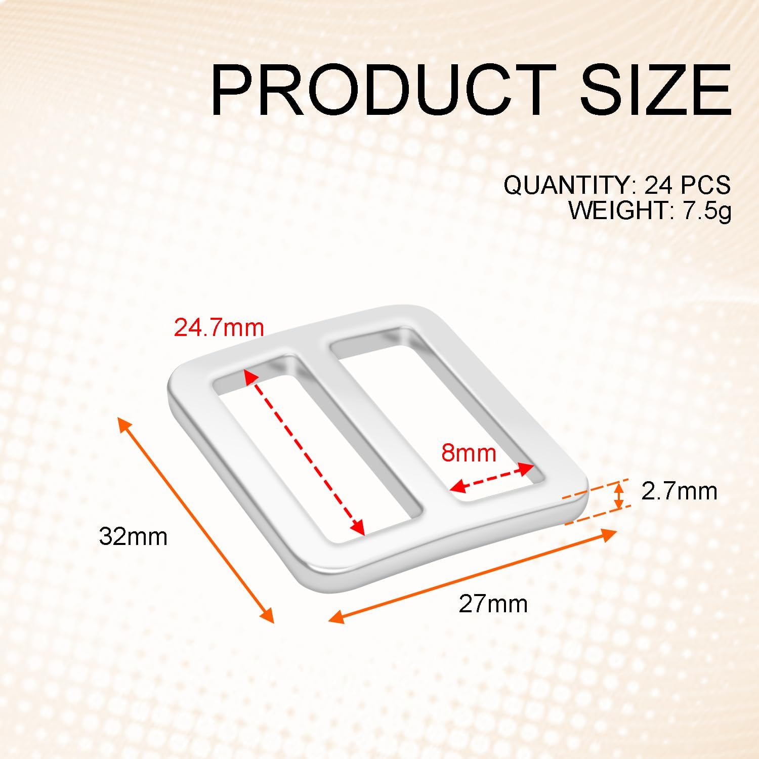 CooBigo 24Pcs 1" Adjustable Buckles Metal Slider Buckles Tri-Glide Slide Strap Adjuster for Shoulder Bag V1258-DP02-E-48