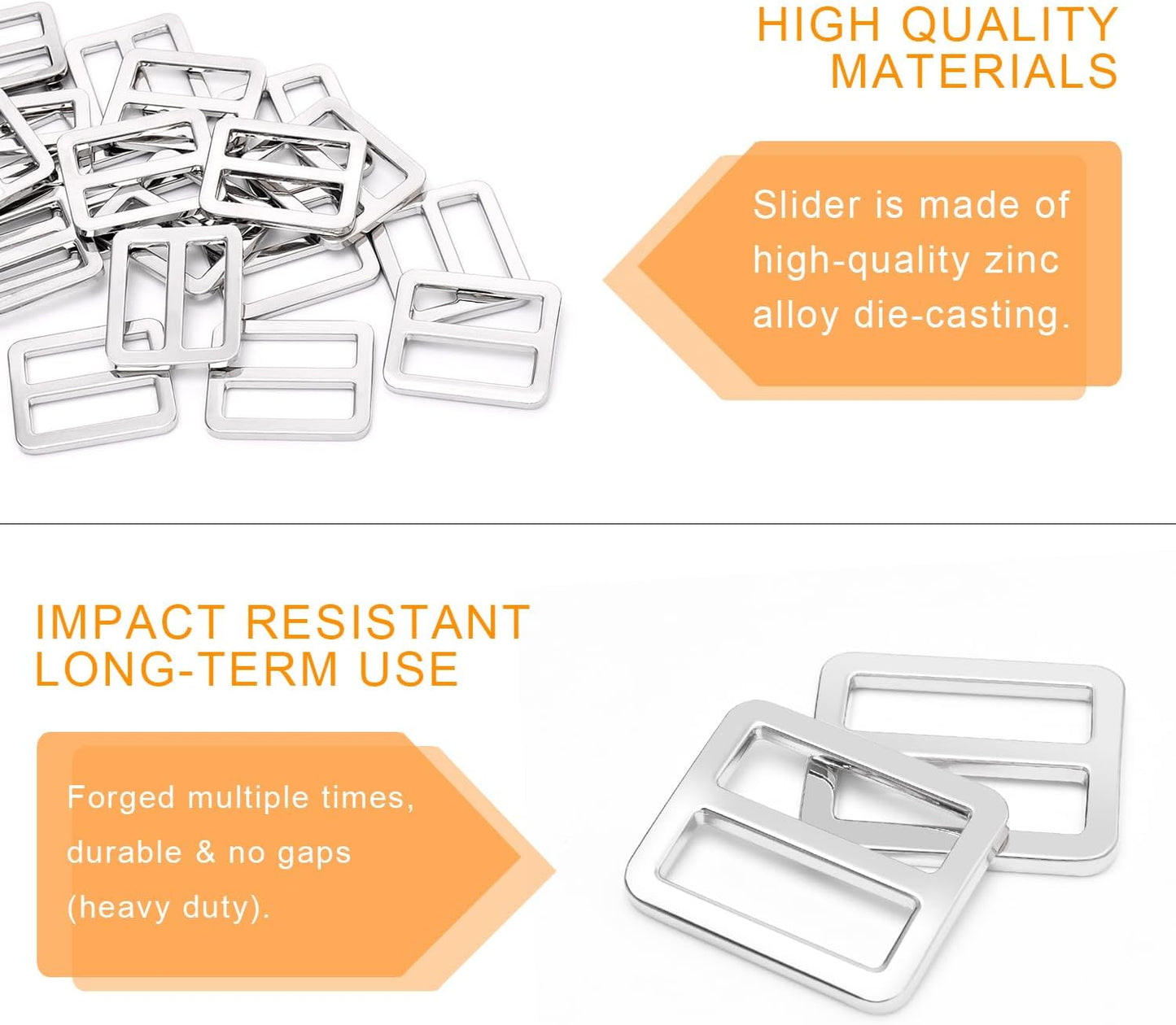 CooBigo 24Pcs 1" Adjustable Buckles Metal Slider Buckles Tri-Glide Slide Strap Adjuster for Shoulder Bag V1258-DP02-E-48