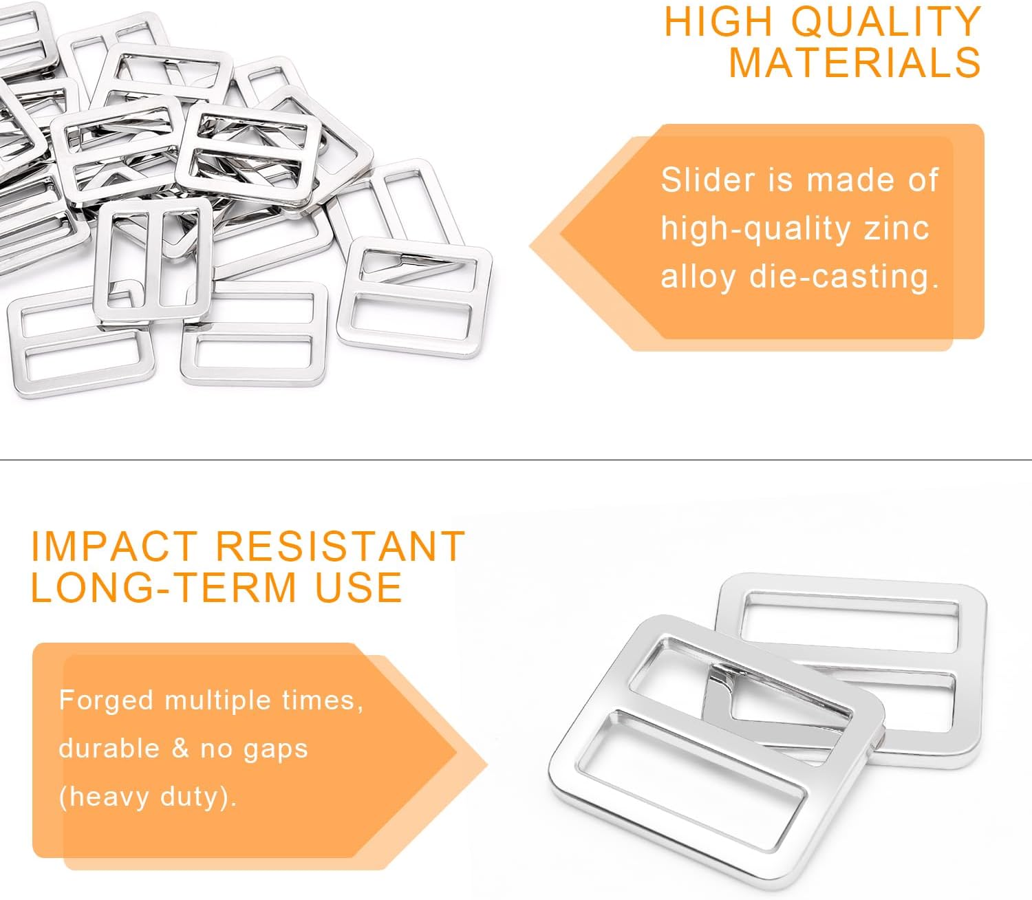 CooBigo 24Pcs 1" Adjustable Buckles Metal Slider Buckles Tri-Glide Slide Strap Adjuster for Shoulder Bag V1258-DP02-E-48