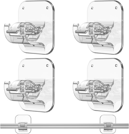 No Drill Curtain Rod Brackets No Drilling Holder 40LB - Renter Friendly Self Adhesive Hooks for Apartment V1258-DP02-E-480