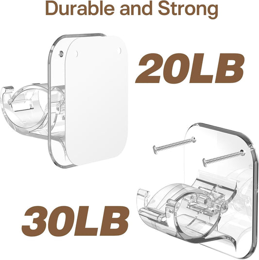 No Drill Curtain Rod Brackets No Drilling Holder 40LB - Renter Friendly Self Adhesive Hooks for Apartment V1258-DP02-E-480