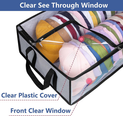 Hat Storage for Baseball Caps, Large Holds up to 40 Caps Wide Hat Organizer for Closet Snapback Holder, Grey V1258-DP02-E-481
