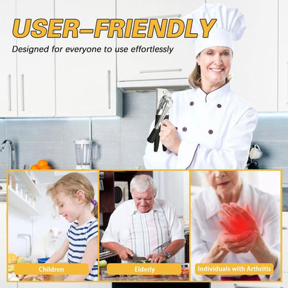 Commercial Heavy-Duty Manual Can Opener with Easy-Turn Crank, Long Rubber Handle & Magnetic Lid Holder V1258-DP02-E-483