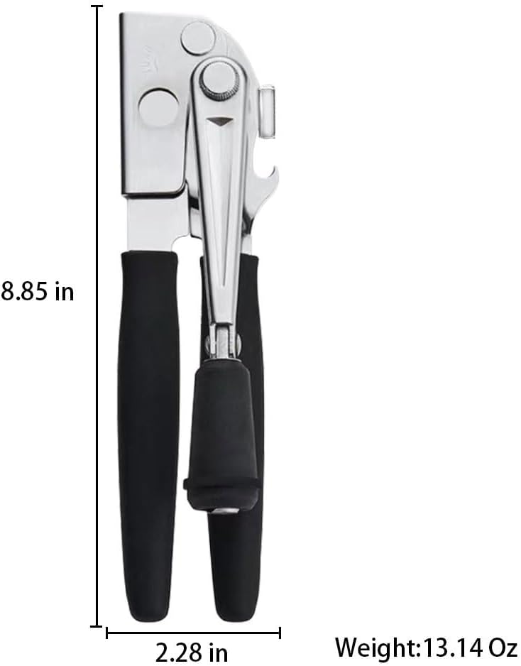 Commercial Heavy-Duty Manual Can Opener with Easy-Turn Crank, Long Rubber Handle & Magnetic Lid Holder V1258-DP02-E-483