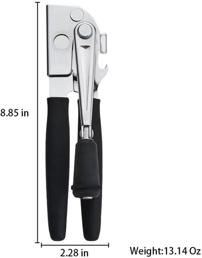 Commercial Heavy-Duty Manual Can Opener with Easy-Turn Crank, Long Rubber Handle & Magnetic Lid Holder V1258-DP02-E-483