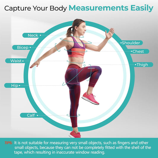 Upgraded Body Tape Measure for Weight Loss, Fitness, Bodybuilding, Mcle Gain. Lock Pin, Retractable Button, V1258-DP02-E-487