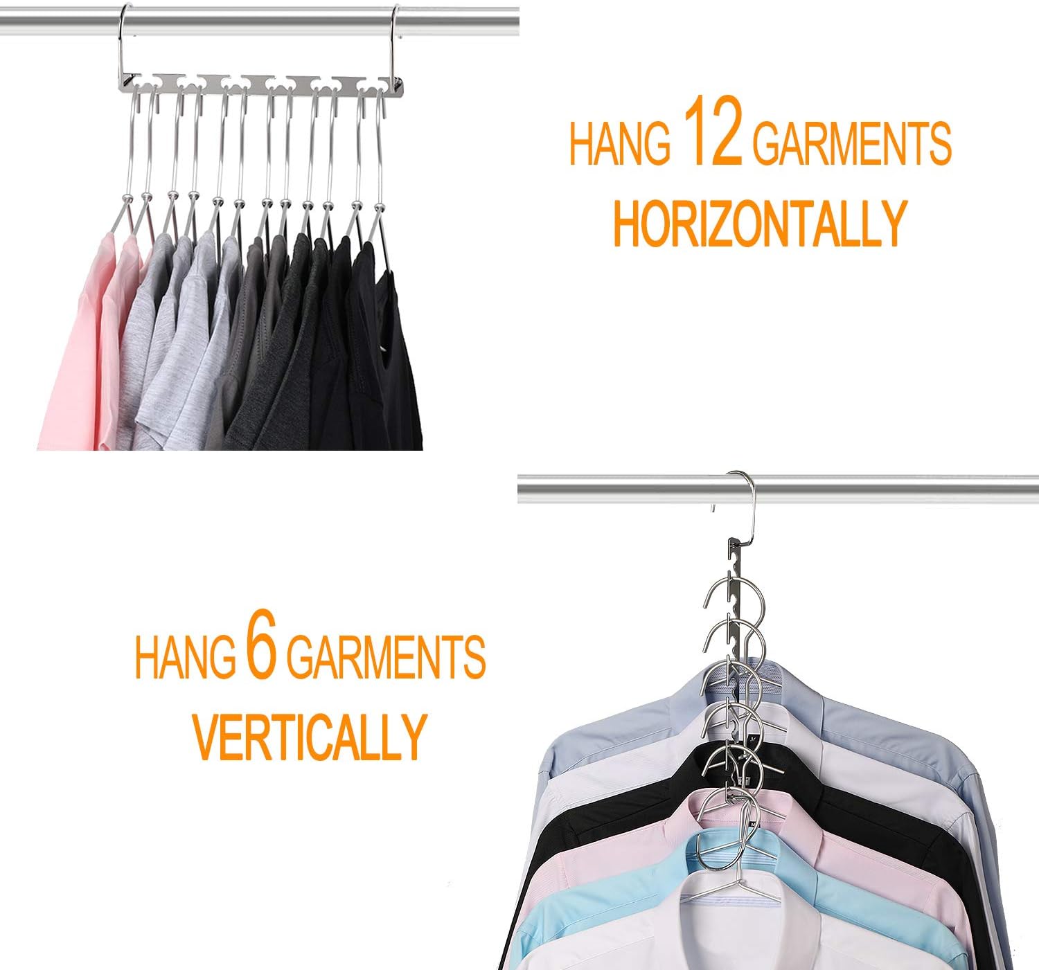 Space Saving Hangers Metal Hanger Magic Cascading Hanger Closet Clothes Organizer(4 Pack) V1258-DP02-E-488