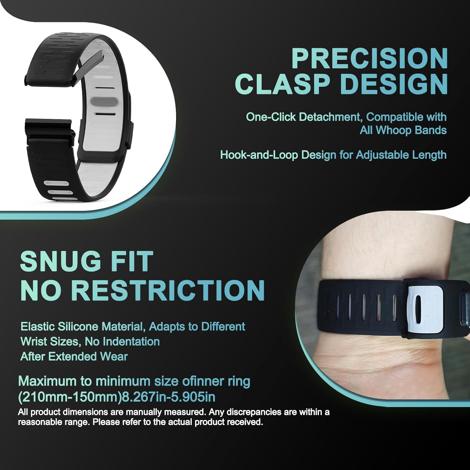Silicone Wristband Compatible with Whoop 4.0, Quick fit Soft and Washable Sports Loop Strap for Men & Women V1258-DP02-E-489