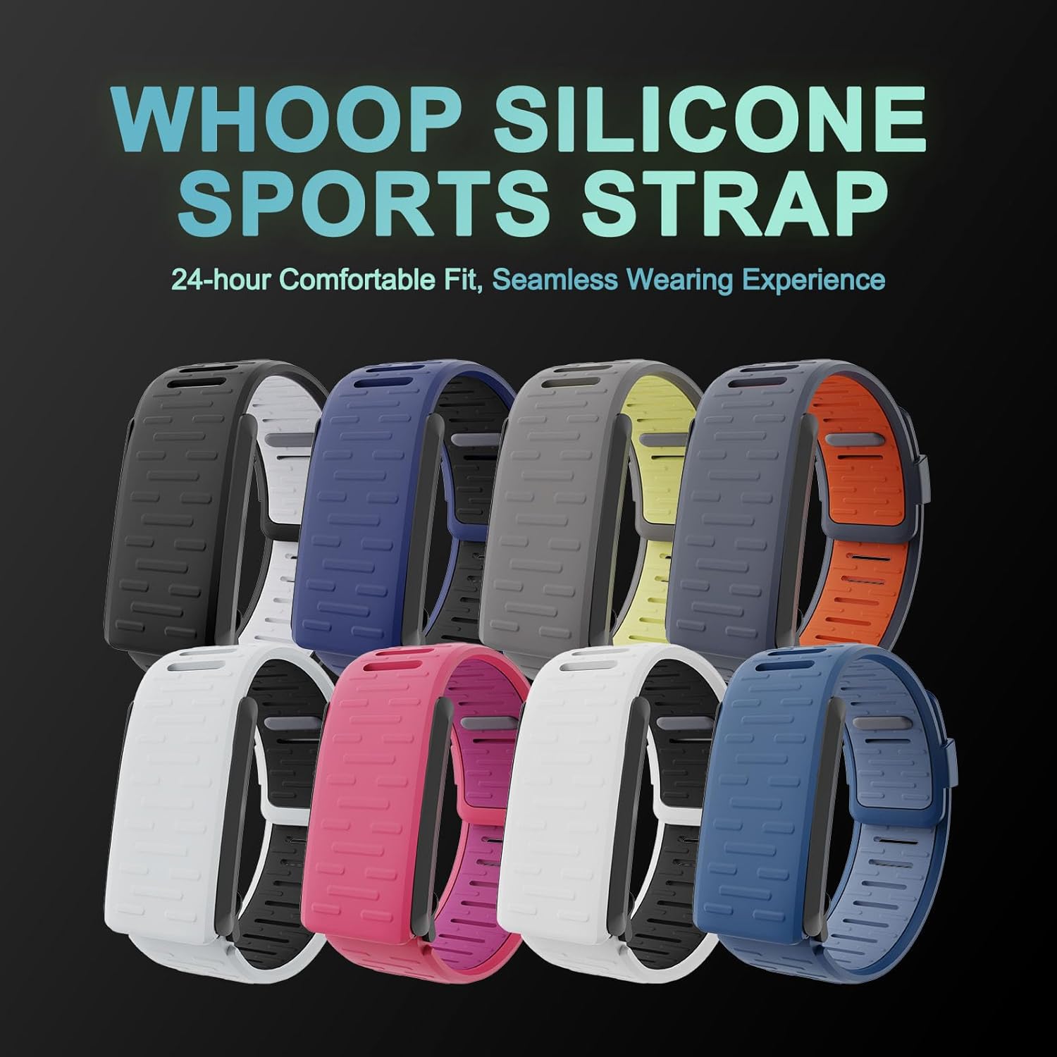 Silicone Wristband Compatible with Whoop 4.0, Quick fit Soft and Washable Sports Loop Strap for Men & Women V1258-DP02-E-489
