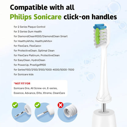 Replacement Brh Heads Compatible with Philips SoniCare Electric Toothbrhes, Dupont Bristles for Effective V1258-DP02-E-490