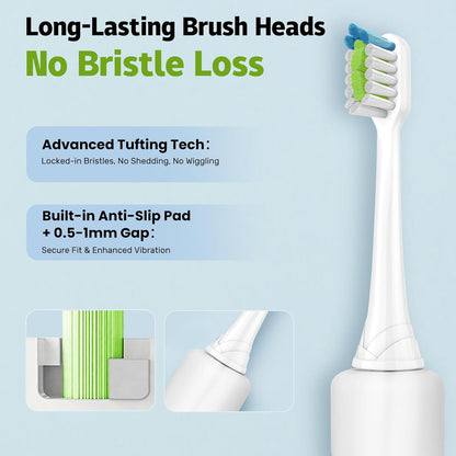 Replacement Brh Heads Compatible with Philips SoniCare Electric Toothbrhes, Dupont Bristles for Effective V1258-DP02-E-490