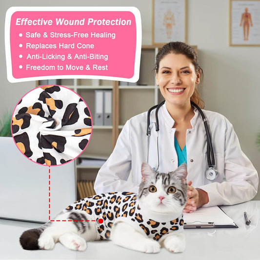 Cat Recovery Suit Female Cats Onesie for Cats, Breathable Cat Surgery Suit for Surgical Abdominal Wounds Skin V1258-DP02-E-491