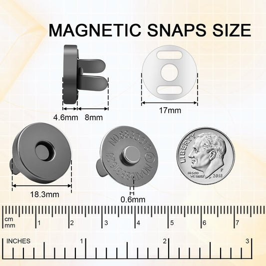 CooBigo 40 Sets Magnetic Snaps for Purse Closures 18mm Magnetic Fastener Replacement Kit Magnetic Snaps for V1258-DP02-E-52