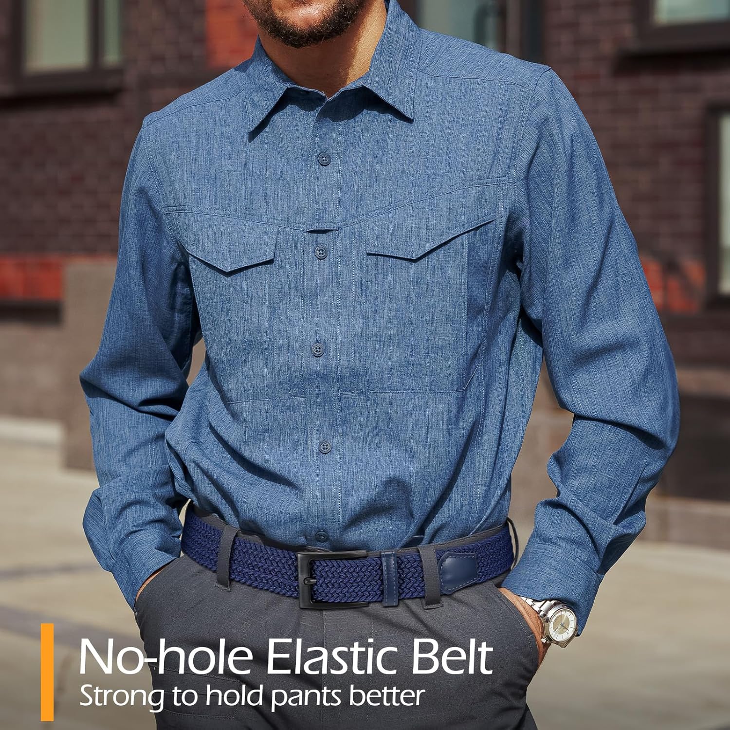 Braided Stretch Golf Belt for Men, No Metal TSA Elastic Stretch Braided Belt Men V1258-DP02-E-521