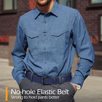 Braided Stretch Golf Belt for Men, No Metal TSA Elastic Stretch Braided Belt Men V1258-DP02-E-521