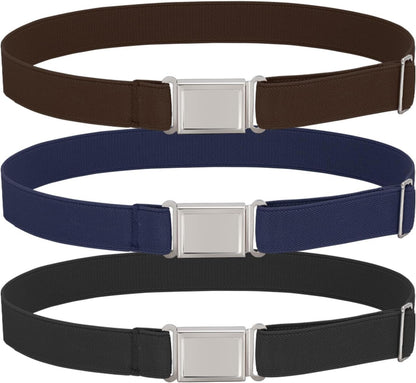 3 pack Kids Adjtable Magnetic Belt Boys Girls Easy Clasp Stretchy Belt for School Uniform Pants V1258-DP02-E-524