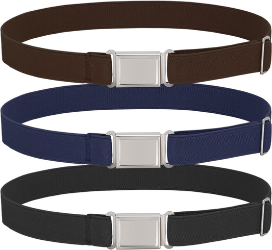 3 pack Kids Adjtable Magnetic Belt Boys Girls Easy Clasp Stretchy Belt for School Uniform Pants V1258-DP02-E-524