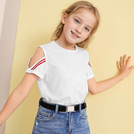 3 pack Kids Adjtable Magnetic Belt Boys Girls Easy Clasp Stretchy Belt for School Uniform Pants V1258-DP02-E-524