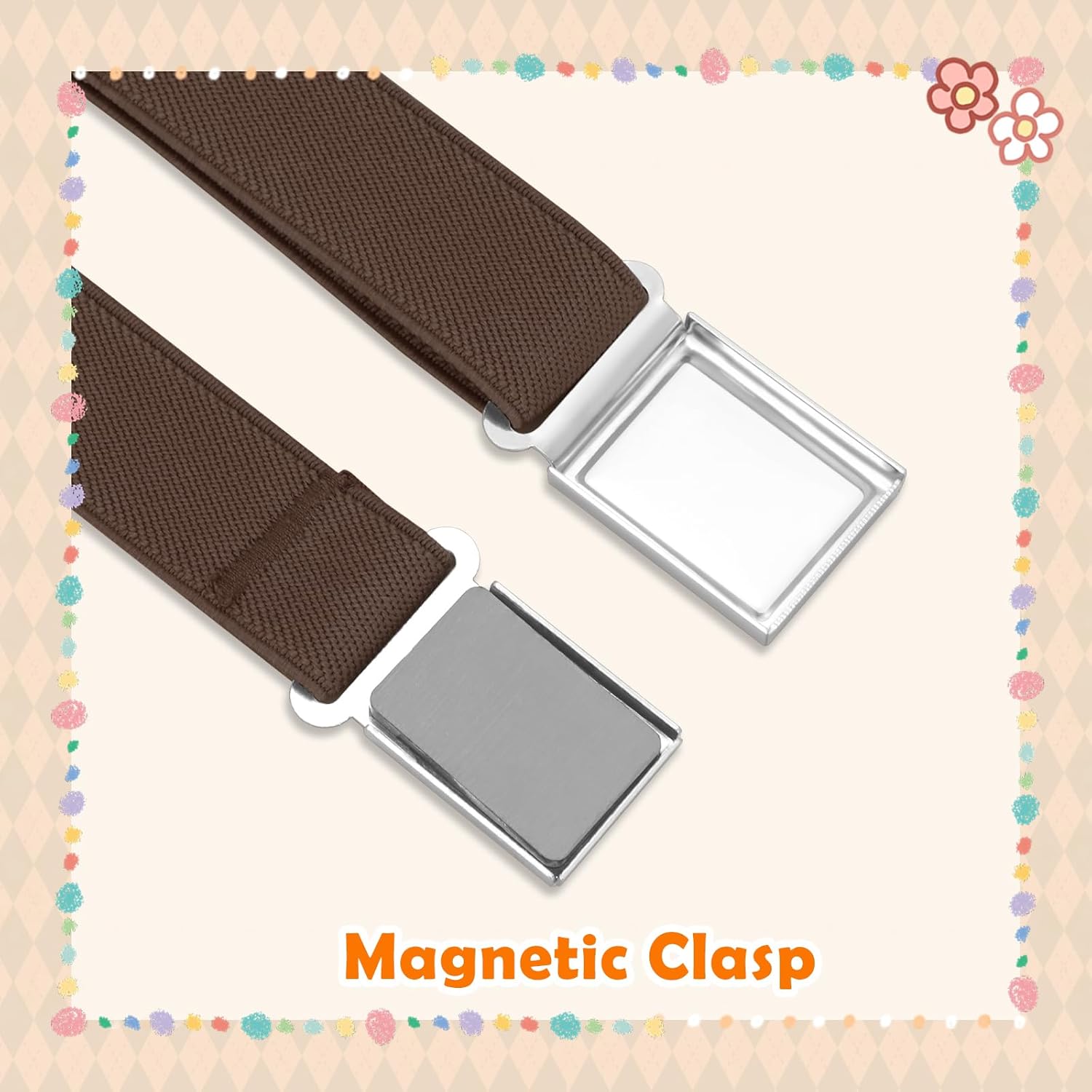 3 pack Kids Adjtable Magnetic Belt Boys Girls Easy Clasp Stretchy Belt for School Uniform Pants V1258-DP02-E-524
