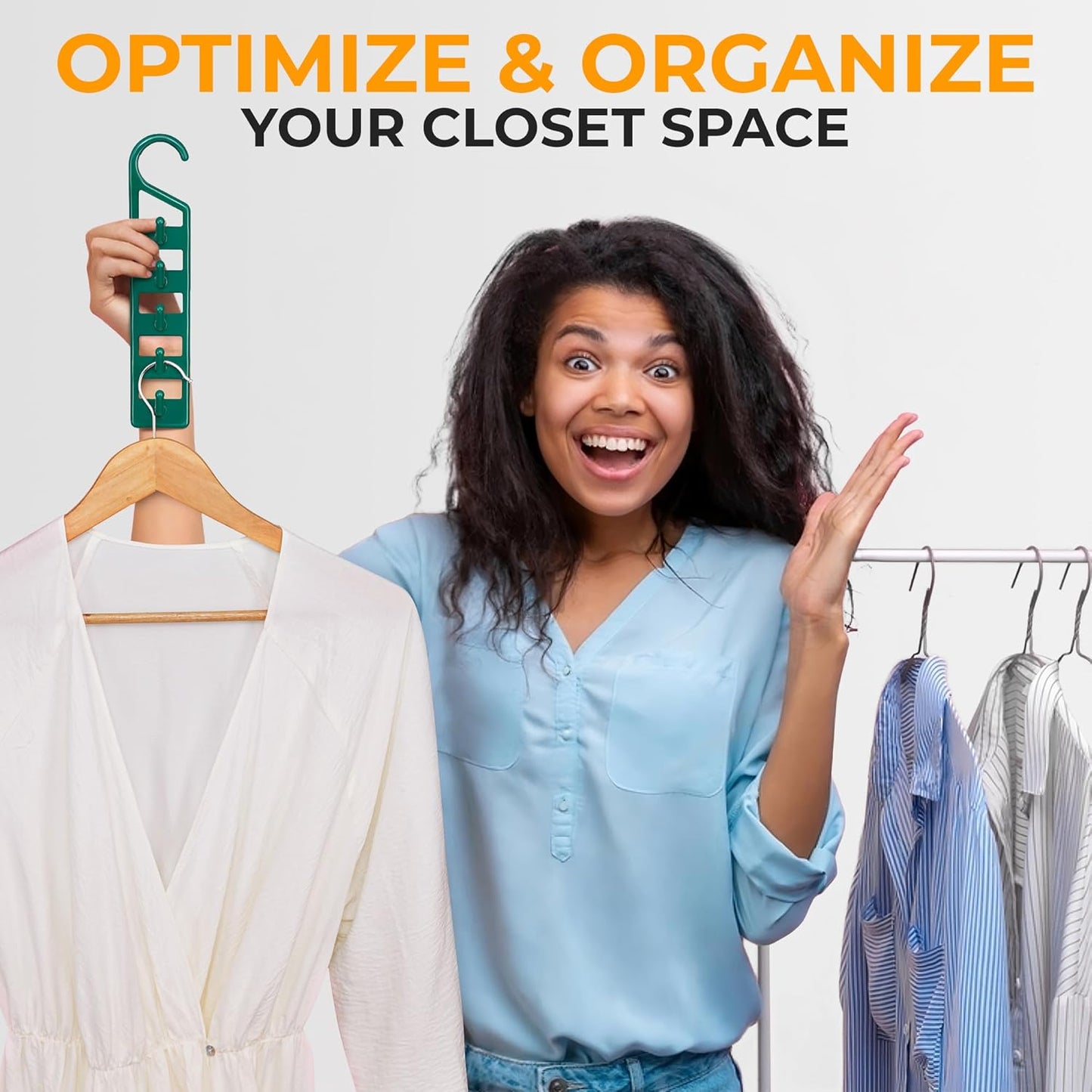 Space Saving Hangers for Clothes - 4 in Pack, Heavy Duty Plastic, Multi Closet Space Savers for Shirts, V1258-DP02-E-532