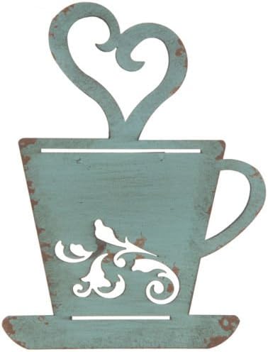 Turquoise Rty Metal Coffee Cup Wall, Kitchen, Restaurant, Coffee Shop Decor! V1258-DP02-E-533