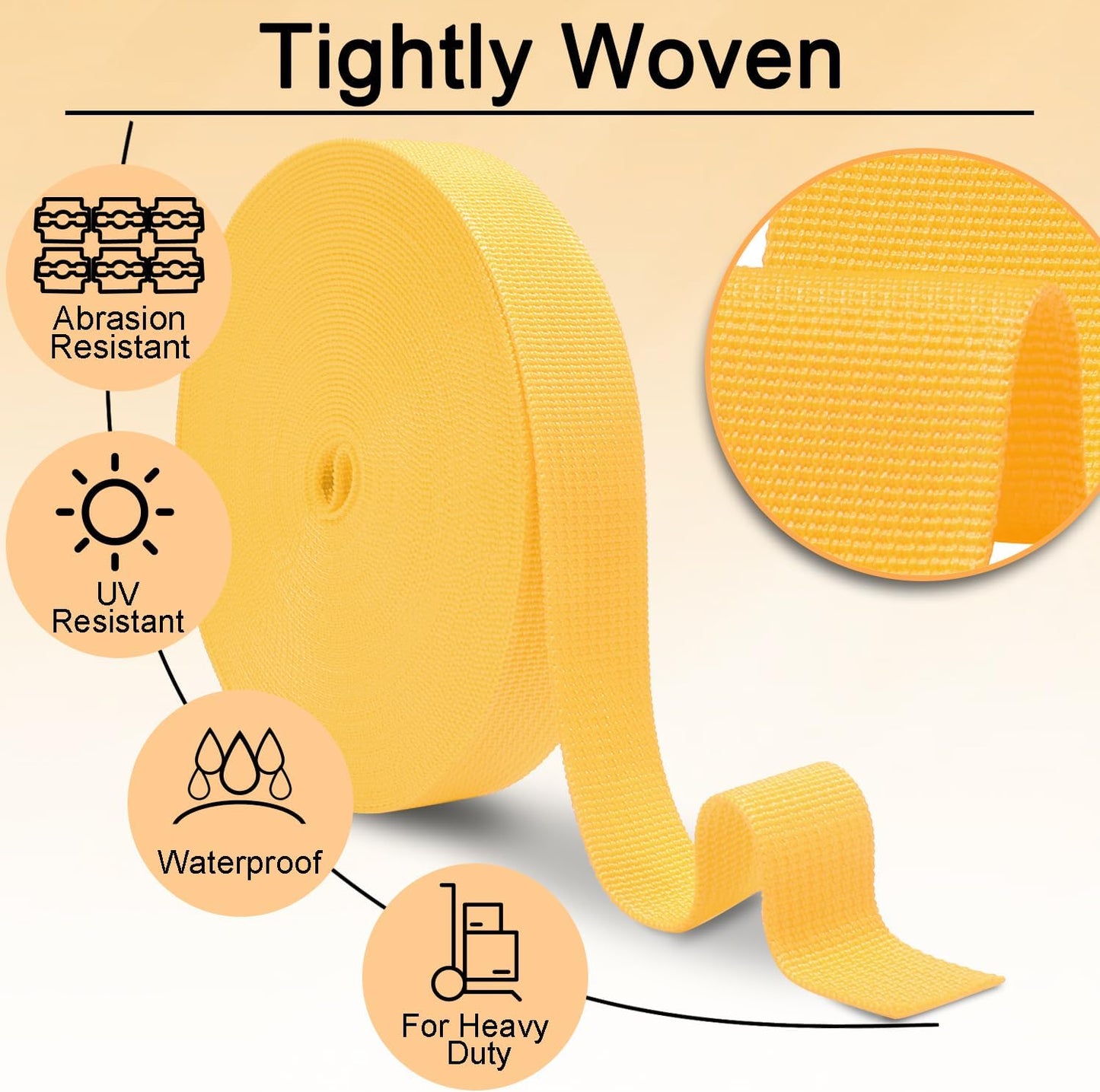 CooBigo 12 Yards Webbing 1 Inch Wide Polypropylene Webbing Strap 1" Webbing Strapping for Bags/Lawn V1258-DP02-E-55