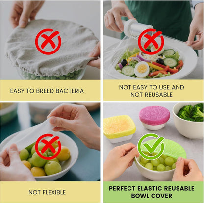 120PCS Reusable Bowl Covers - Elastic Plastic Food Storage Wraps for Kitchen, Baking, Picnics & Family Use, 3 V1258-DP02-E-564
