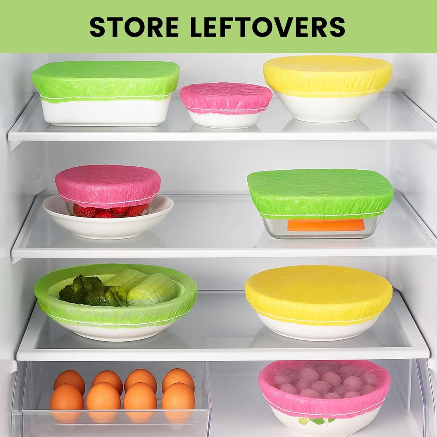 120PCS Reusable Bowl Covers - Elastic Plastic Food Storage Wraps for Kitchen, Baking, Picnics & Family Use, 3 V1258-DP02-E-564