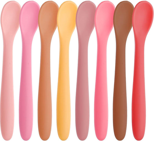 8-Piece Silicone Baby Spoons, First Stage Infant Self Feeding Spoons, Soft-Tip Gentle on Gums, Baby Utensils, V1258-DP02-E-565