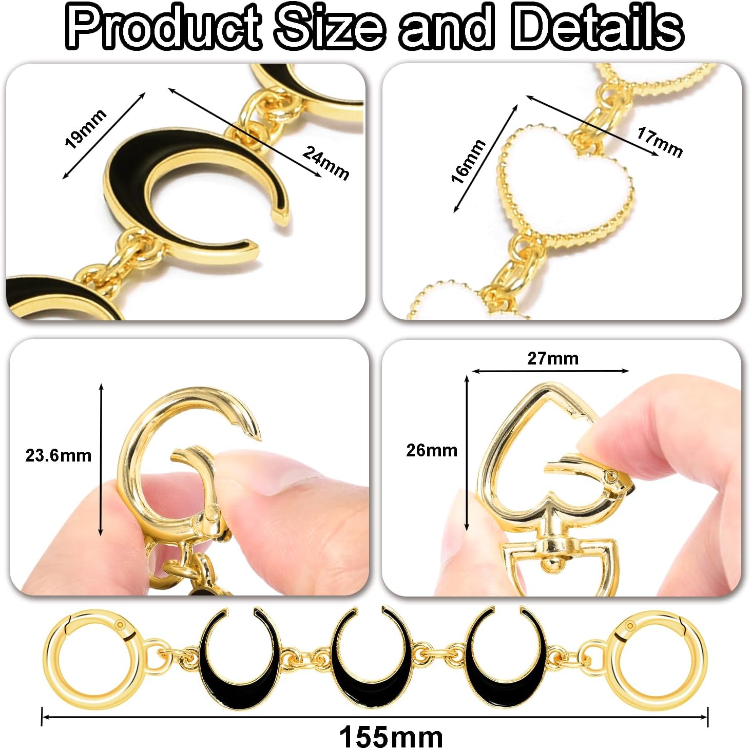 2PCS Purse Extender Chain Bag Chain Extender Gold Purse Chains for Crossbody V1258-DP02-E-57