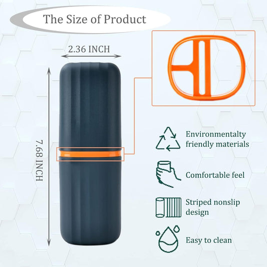 2Pcs Travel Toothbrush Cup Case, Portable Toothbrush Holder Case for Traveling, Camping, Business Trip and V1258-DP02-E-576