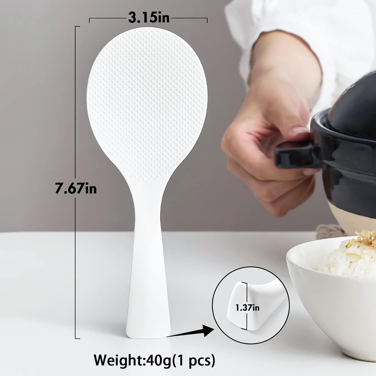 2 Pcs Plastic Rice Paddle,Non Stick Standing Rice Spoon Scooper Spatula,Heat Resistant Rice Cooker Spoon V1258-DP02-E-580