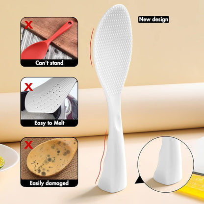 Silicone Standing Rice Spatula with Non-Stick Paddle, Heat Resistant Rice Cooker Spoon, Serving Spoon for V1258-DP02-E-581
