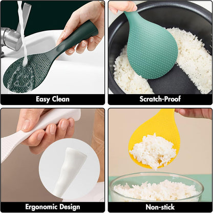 Silicone Standing Rice Spatula with Non-Stick Paddle, Heat Resistant Rice Cooker Spoon, Serving Spoon for V1258-DP02-E-581